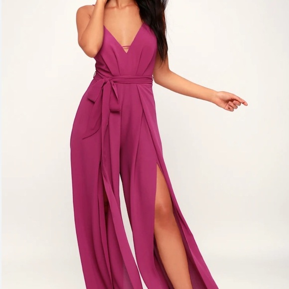 Lulu's Wide Leg Strappy Jumpsuit Size Large  Wedding Semi Formal *Missing Belt - Picture 2 of 11